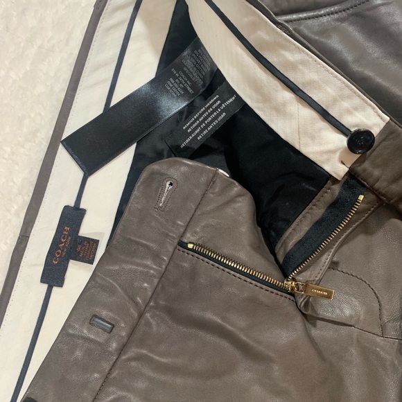 Coach Leather Cigarette Trouser Mahogany - Picture 5 of 8